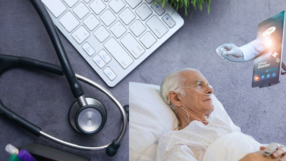 Feature image depicting a virtual healthcare consultation between a patient and provider through a concept of telemedicine.